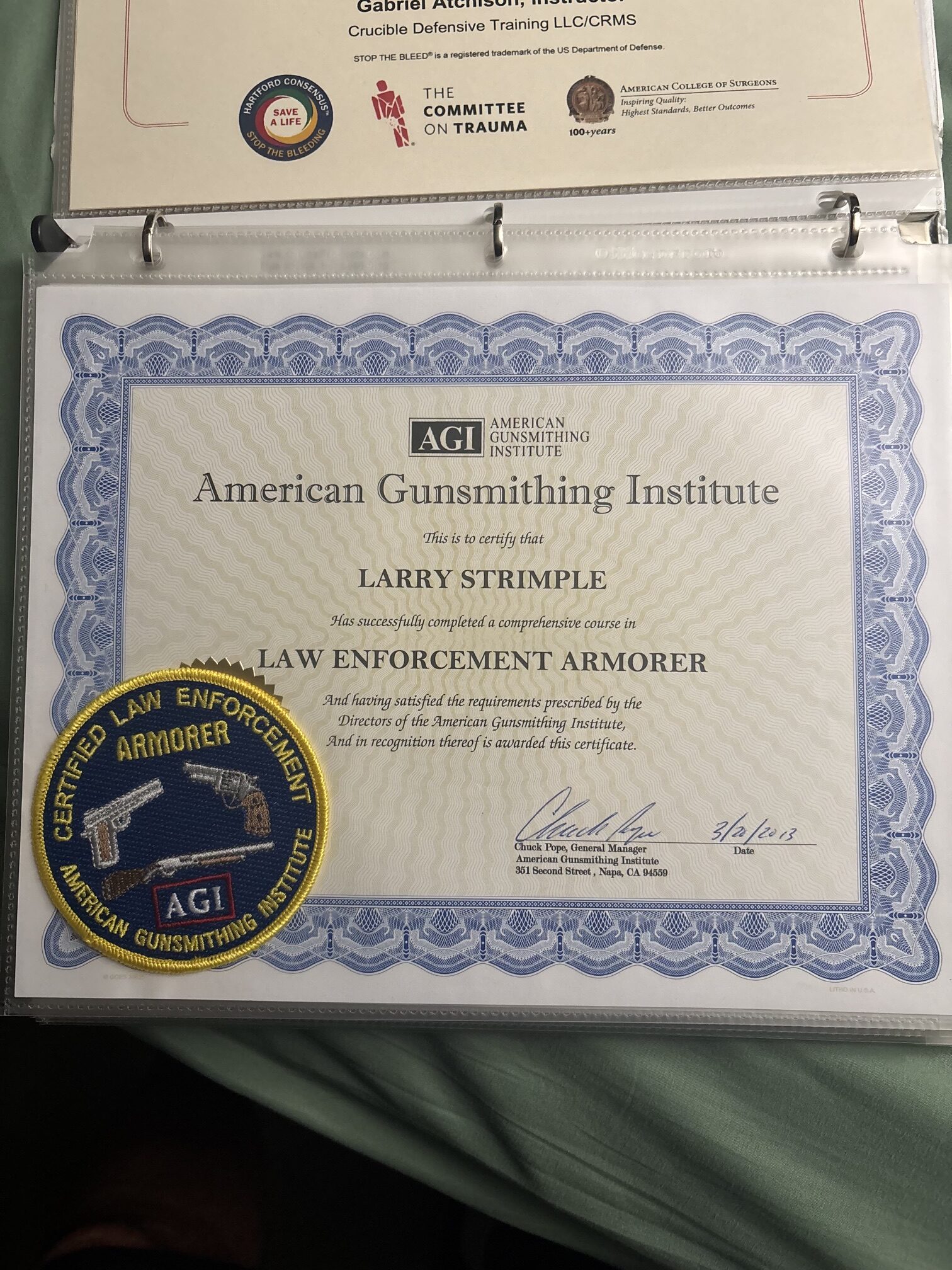 Professional certification document 1