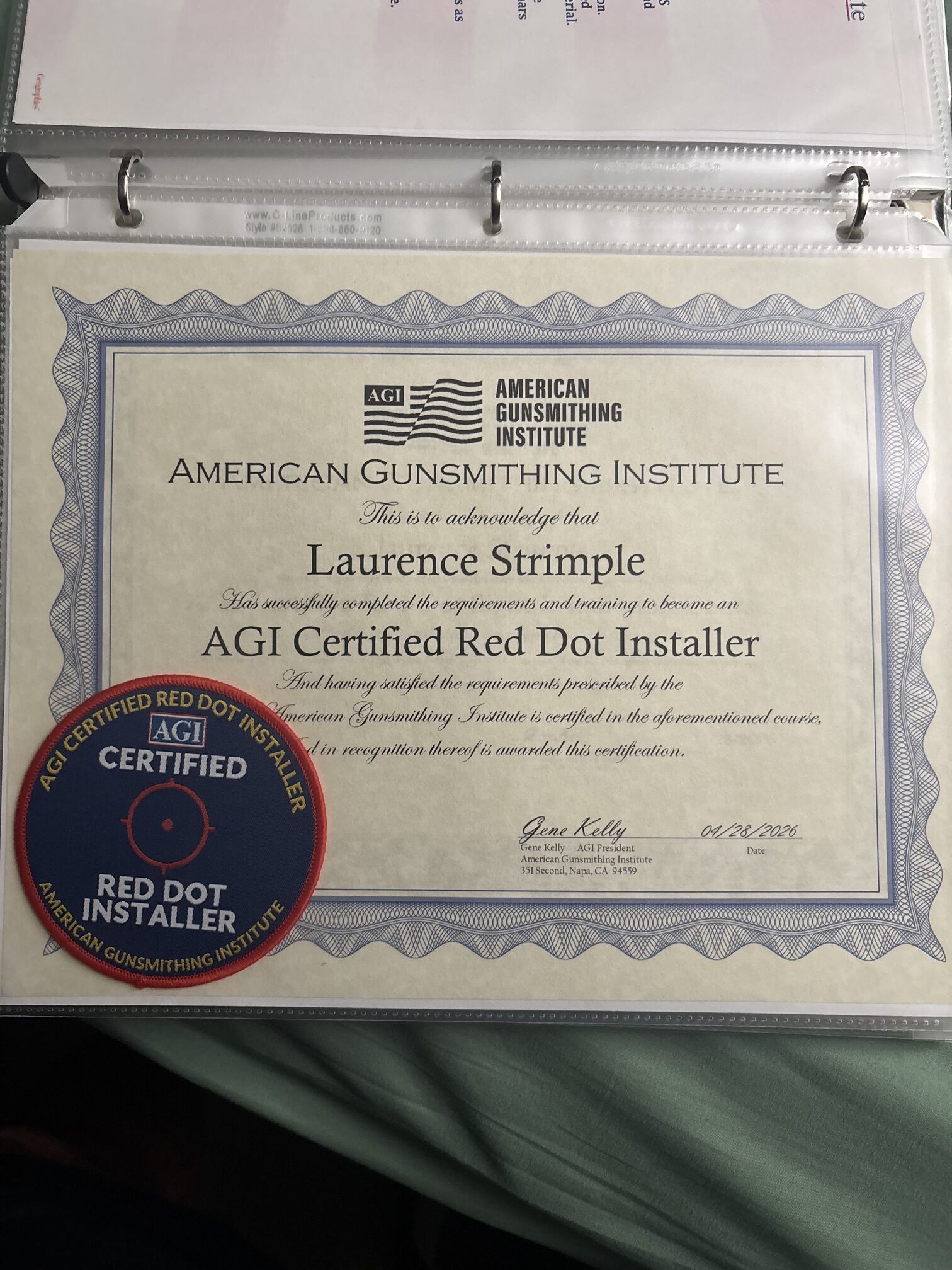 Professional certification document 3